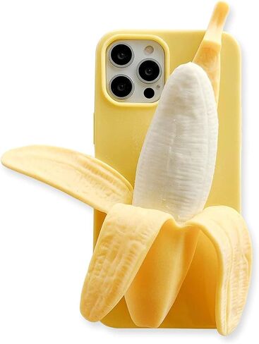 Cute Case for iPhone 14 Unique Kawaii Funny Cover Cartoon Banana Soft Silicone Rubber Shockproof Protective Case for Girls Women in Kuwait
