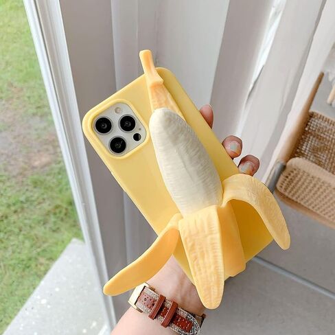 Cute Case for iPhone 14 Unique Kawaii Funny Cover Cartoon Banana Soft Silicone Rubber Shockproof Protective Case for Girls Women in Kuwait
