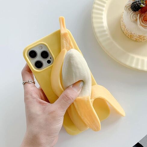 Cute Case for iPhone 14 Unique Kawaii Funny Cover Cartoon Banana Soft Silicone Rubber Shockproof Protective Case for Girls Women in Kuwait