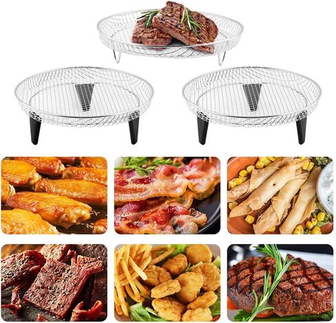 3-Tier Stackable Air Fryer Rack, 8 Inch Stainless Steel Roasting Stand in Kuwait