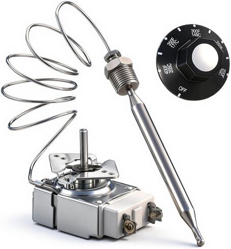 Konohan Rx‑2‑24 Thermostat for Deep Fryer Set with Control Knob 3/8" Mpt Stuff Box for Commercial Fryer Part Compatible with Atosa 301030004 Robertshaw 5300-402 Rx Series Millivolt Thermostat 200-400f in Kuwait