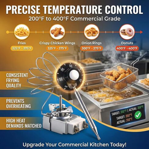 Konohan Rx‑2‑24 Thermostat for Deep Fryer Set with Control Knob 3/8" Mpt Stuff Box for Commercial Fryer Part Compatible with Atosa 301030004 Robertshaw 5300-402 Rx Series Millivolt Thermostat 200-400f in Kuwait