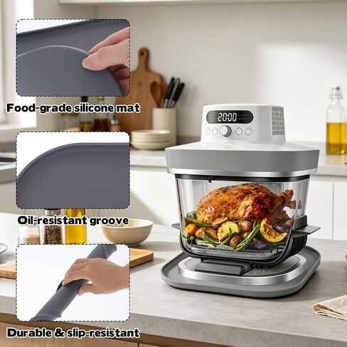 Silicone Heat Resistant Mat for Ninja Crispi Pro 6-in-1 Glass Air Fryer, Anti-slip Countertop Waterproof Protector Mat Compatible with Ninja Crispi Pro Base Kitchen Air Fryer Trivet in Kuwait