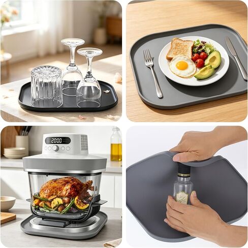 Silicone Heat Resistant Mat for Ninja Crispi Pro 6-in-1 Glass Air Fryer, Anti-slip Countertop Waterproof Protector Mat Compatible with Ninja Crispi Pro Base Kitchen Air Fryer Trivet in Kuwait
