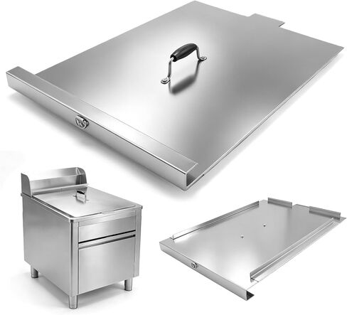 304 Stainless Steel Commercial Deep Fryer Cover with Handle & Hanging Loop in Kuwait