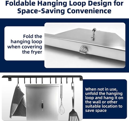 304 Stainless Steel Commercial Deep Fryer Cover with Handle & Hanging Loop in Kuwait