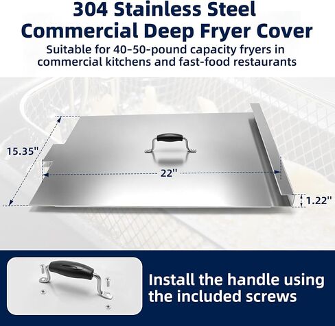 304 Stainless Steel Commercial Deep Fryer Cover with Handle & Hanging Loop in Kuwait