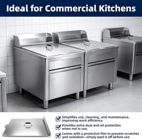 304 Stainless Steel Commercial Deep Fryer Cover with Handle & Hanging Loop in Kuwait