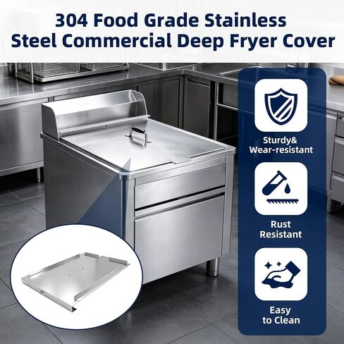 304 Stainless Steel Commercial Deep Fryer Cover with Handle & Hanging Loop in Kuwait