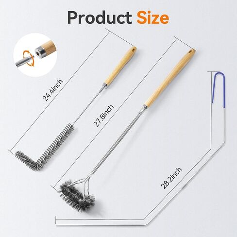 Fryer Cleaning Tools, 3 PCS Stainless Steel Deep Fryer Cleaning Tools, with Deep Fryer L-Shaped Brush, Long Handle Basket Brush and Fryer Cleanout Rod for Restaurants (Black) in Kuwait