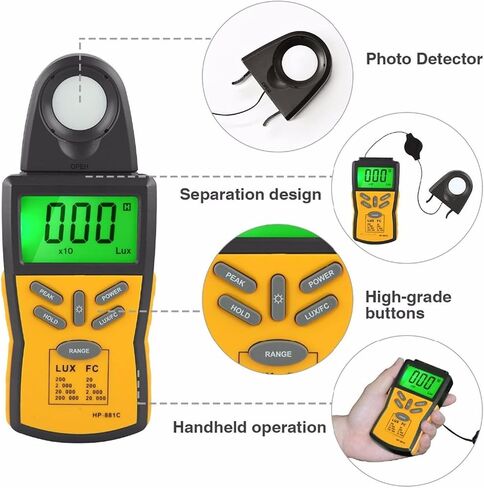 Light Meter, Digital Light Meter Spectrophotometer High Precision Light Meter 200,000 LUX/FC Handheld Digital Illuminator/Spectrometer in Kuwait