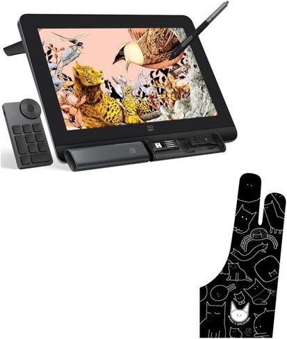 XPPen Artist Pro 16 Gen2 2.5K 16 inch QHD Drawing Tablet & XPPen Digital Drawing Glove - Two-Finger Artist Glove with Cute Cat Print in Kuwait