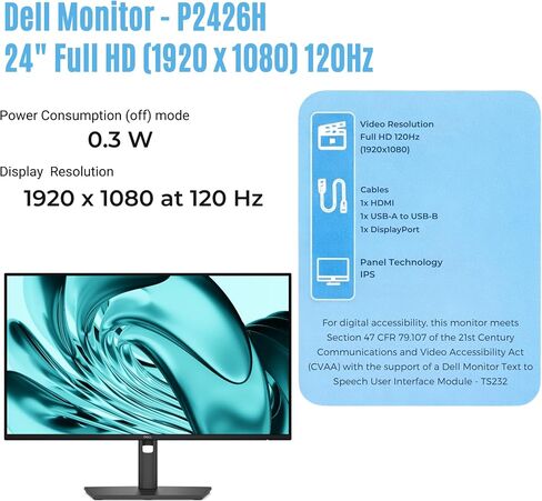 Dell Pro P P2426H 24" FHD 120Hz Business Monitor, USB-C, HDMI, DisplayPort in Kuwait
