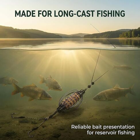 Carp Fishing Feeder Baits Cage, Spring Fish with Holder, Inline Methods Tackle Baits Cage Hook Rigs Set Sinkers Feeder Tackle Fishing Sinkers in Kuwait