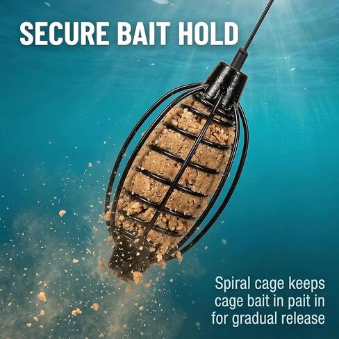 Carp Fishing Feeder Baits Cage, Spring Fish with Holder, Inline Methods Tackle Baits Cage Hook Rigs Set Sinkers Feeder Tackle Fishing Sinkers in Kuwait