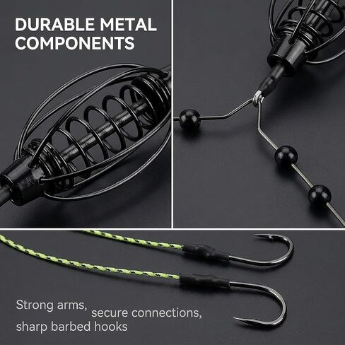 Carp Fishing Feeder Baits Cage, Spring Fish with Holder, Inline Methods Tackle Baits Cage Hook Rigs Set Sinkers Feeder Tackle Fishing Sinkers in Kuwait