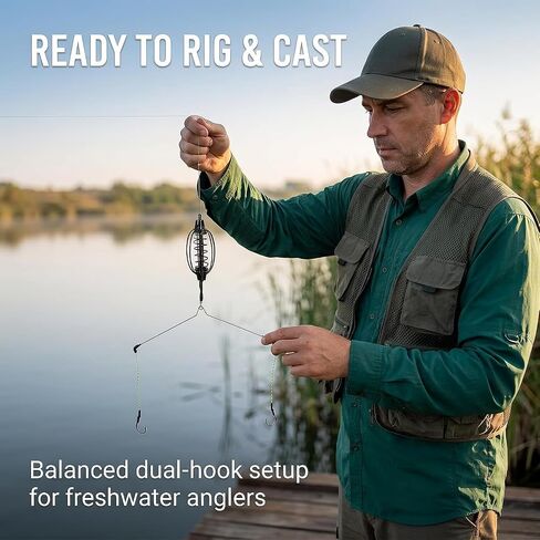 Carp Fishing Feeder Baits Cage, Spring Fish with Holder, Inline Methods Tackle Baits Cage Hook Rigs Set Sinkers Feeder Tackle Fishing Sinkers in Kuwait