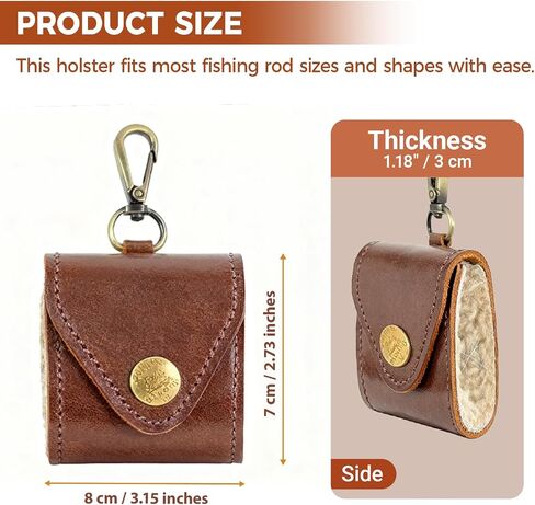 Brown Leather Fly Wallet, Wool Lining Lure Case (Dark Brown) in Kuwait