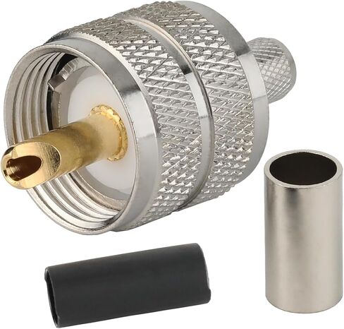 Pack of 5 UHF PL-259 PL259 Male-Plug Crimp Connector Adapter Connector for RG58/U LMR195 (UHF Male Crimp RG58) in Kuwait