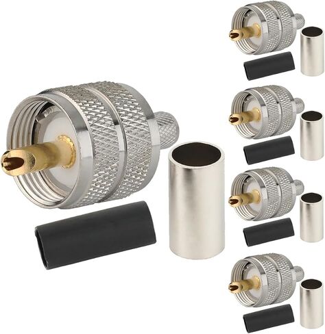 Pack of 5 UHF PL-259 PL259 Male-Plug Crimp Connector Adapter Connector for RG58/U LMR195 (UHF Male Crimp RG58) in Kuwait
