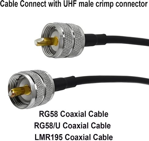 Pack of 5 UHF PL-259 PL259 Male-Plug Crimp Connector Adapter Connector for RG58/U LMR195 (UHF Male Crimp RG58) in Kuwait