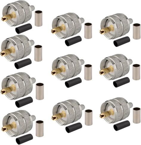 Pack of 5 UHF PL-259 PL259 Male-Plug Crimp Connector Adapter Connector for RG58/U LMR195 (UHF Male Crimp RG58) in Kuwait