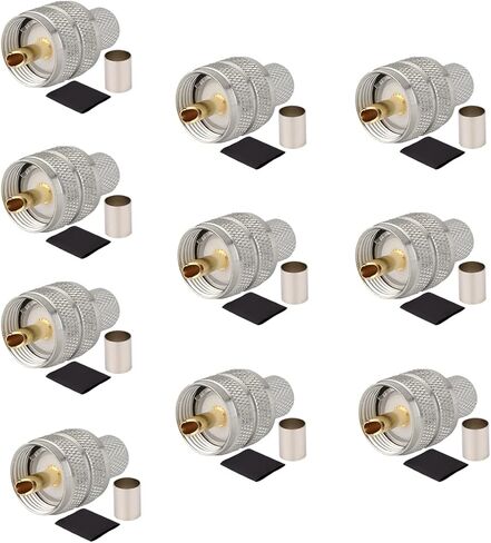 Pack of 5 UHF PL-259 PL259 Male-Plug Crimp Connector Adapter Connector for RG58/U LMR195 (UHF Male Crimp RG58) in Kuwait