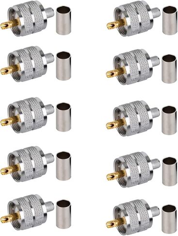 Pack of 5 UHF PL-259 PL259 Male-Plug Crimp Connector Adapter Connector for RG58/U LMR195 (UHF Male Crimp RG58) in Kuwait