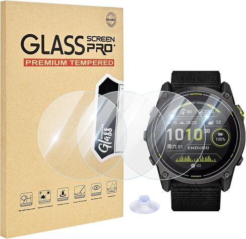 4 Pack Compatible for Garmin Enduro 3 Watch Screen Protector Clear, 9H Hardness HD Full Coverage Tempered Glass Protective Film for GRMN Enduro 3, Anti-Scratch & Bubble Free Installation in Kuwait