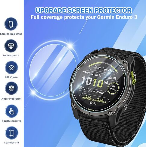 4 Pack Compatible for Garmin Enduro 3 Watch Screen Protector Clear, 9H Hardness HD Full Coverage Tempered Glass Protective Film for GRMN Enduro 3, Anti-Scratch & Bubble Free Installation in Kuwait