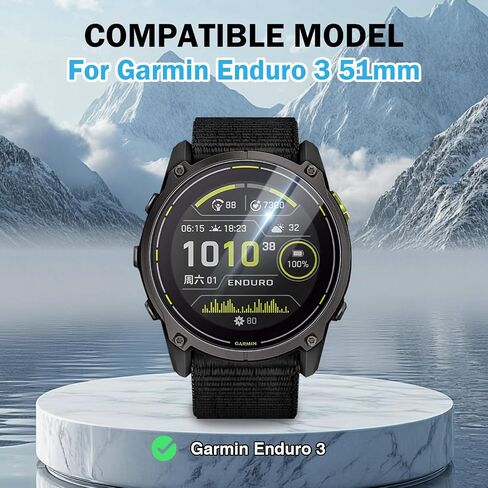 4 Pack Compatible for Garmin Enduro 3 Watch Screen Protector Clear, 9H Hardness HD Full Coverage Tempered Glass Protective Film for GRMN Enduro 3, Anti-Scratch & Bubble Free Installation in Kuwait