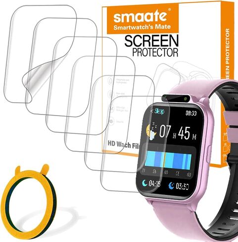 6-PACK Screen Protector Compatible with Monowul P70 1.85" Fitness Tracker Smartwatch with game, Soft TPU, Full Coverage, Bubble Self-healing, with Non-Slip Pad Sticker in Kuwait
