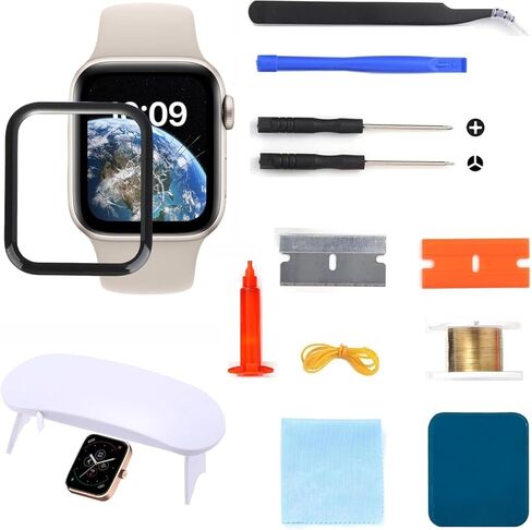For Apple Watch Screen Replacement Kit, 44MM Front Outer Glass Lens, Compatible with Apple Watch Series 4/5/6/SE A1978, A1979, A2092, A2093, A2291, A2292, A2351, A2352 (No LCD & Touch Digitizer) in Kuwait