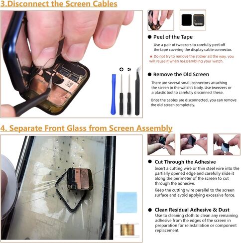 For Apple Watch Screen Replacement Kit, 44MM Front Outer Glass Lens, Compatible with Apple Watch Series 4/5/6/SE A1978, A1979, A2092, A2093, A2291, A2292, A2351, A2352 (No LCD & Touch Digitizer) in Kuwait