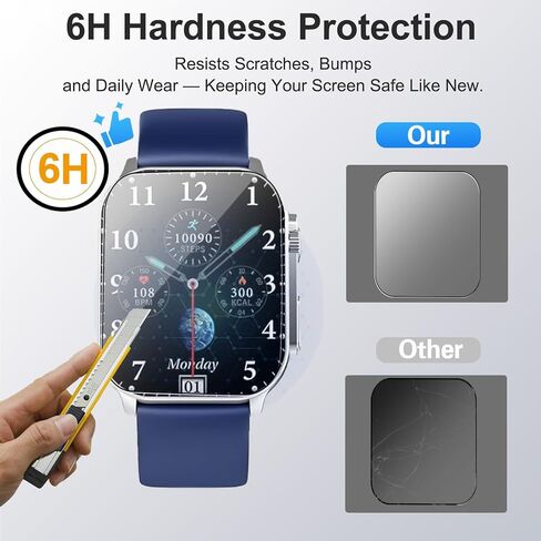 6 Pack Screen Protector for Poounur KW281A 2.01inch Smart Watch– 6H TPU Film,Anti-Scratch, Anti-Fingerprint,Bubble-Free,Shatterproof,Dustproof,Touch Sensitive,Full Protection for Watch Display in Kuwait