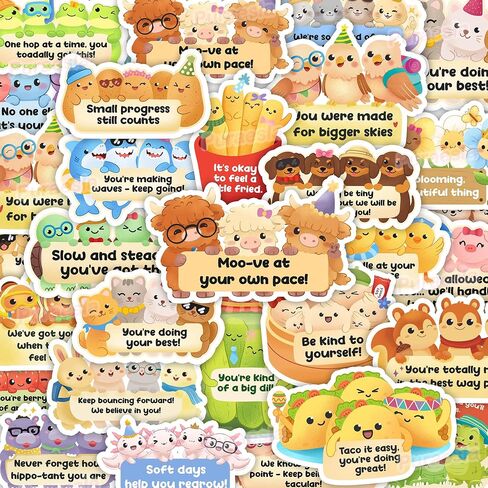 50PCS Cozy Motivational Affirmation Stickers by Puraesla – Stress Relieving, Emotional Support, Mental Health Boost, Inspirational Gift for Friends & Graduation in Kuwait
