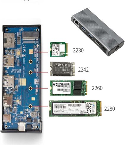 1000M LAN 10Gbps USB C HUB Type C 3.1 to M.2 NVME NGFF 4K 30Hz USB Expander Computer Accessories for (D 120mm*52mm*15mm) in Kuwait