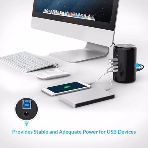 USB 3.0 HUB with Power Adapter Fast Charger Hub Desk Splitter Rj45 Ethernet Expander Computer Accessories for Pro in Kuwait