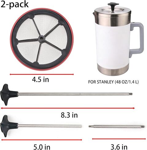 2-Pack Silicone French Press Coffee Makers compatible with Stanley Classic Stay-Hot French Press Coffee Maker 48 oz , french press coffee maker for Stanley Camping Stoves ,coffe press (Black, 2) in Kuwait