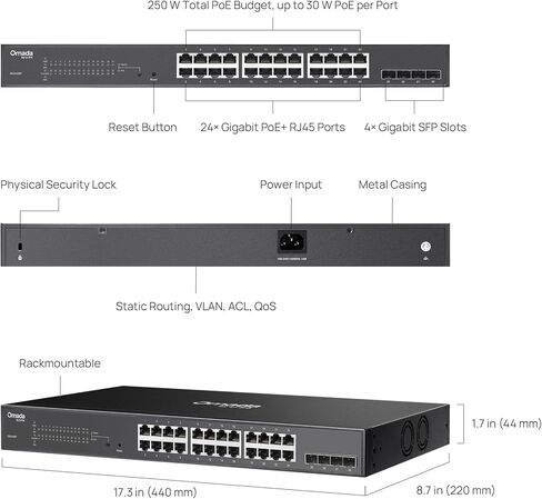 Omada SG2428P, Jetstream 24 Port Gigabit Smart Managed PoE+ Switch in Kuwait
