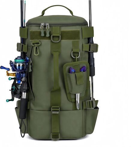 Multi-function Fly Fishing Backpack, Oxford Fabric Rod Holder Bag (Green) in Kuwait