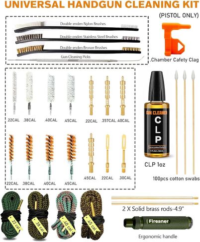 Handgun&Pistol Cleaning Kit for 9mm, .22, .380, .40, .45Cal with Ripcord in Kuwait