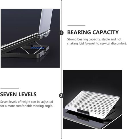 Adjustable Laptop Cooler Stand with 7-Level Height, Aluminum Alloy in Kuwait