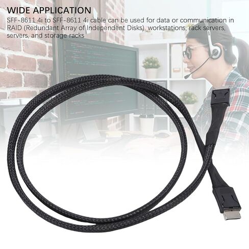 SFF 8611 4i to SFF 8611 4i Cable, PCIe Gen4 x4 64Gbps Mini SAS Data Extension Cable, with 42 Pin Connectors for Oculink eGPU Servers Storage Systems in Kuwait