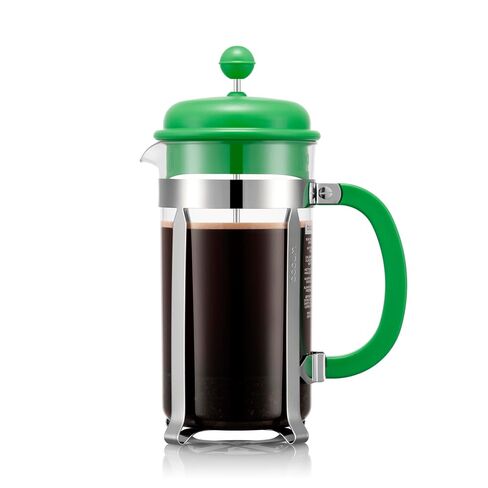 Bodum 34oz Caffettiera French Press Coffee Maker with Reusable Stainless Steel Filter, BPA-Free Plastic Carafe, Apple Green in Kuwait