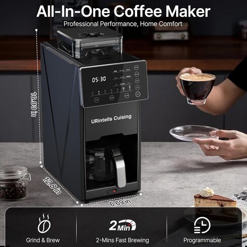 URintells Cuising Coffee Maker with Grinder, Automatic Programmable Machine in Kuwait