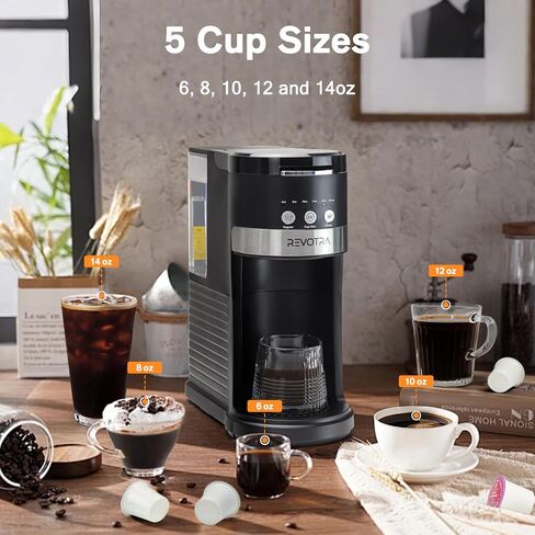 REVOTRA Single Serve Coffee Maker for Pods & Ground Coffee in Kuwait