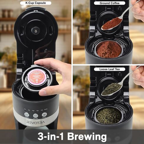 REVOTRA Single Serve Coffee Maker for Pods & Ground Coffee in Kuwait