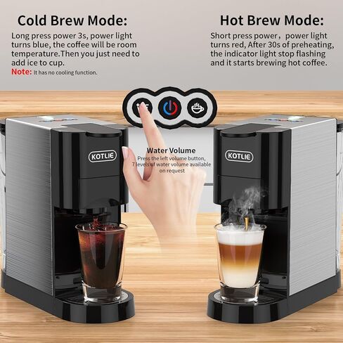 KOTLIE 19Bar Pressure Single Serve Coffee Maker, Multifunctional 5in1 Coffee Machine for NES* Original/Dolce Gusto/K cup/Ground Coffee/illy 44mm ESE, Cold&Hot Brew, Level 7 watervolume (AC-513HF) in Kuwait