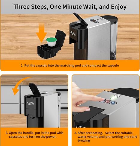 KOTLIE 19Bar Pressure Single Serve Coffee Maker, Multifunctional 5in1 Coffee Machine for NES* Original/Dolce Gusto/K cup/Ground Coffee/illy 44mm ESE, Cold&Hot Brew, Level 7 watervolume (AC-513HF) in Kuwait